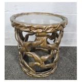 Molded Composite Vine Motif Glass Top Stand