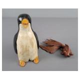 Carved Wood Penguin And Beta Fish