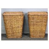 2x The Bid Natural Wicker Laundry Hampers