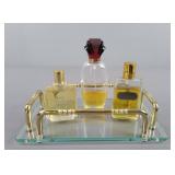 Lot Of Perfume On Glass Dresser Tray