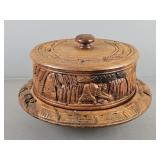 Carved Wood Cake Dome Server Lazy Susan