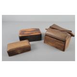 3x The Bid Handcrafted Wooden Boxes