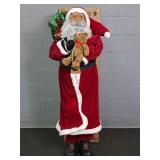 5' Tall Holiday Santa W/ Teddy Bear In Orig Box