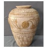 Decorative Pottery Urn W/ Medallion Accents