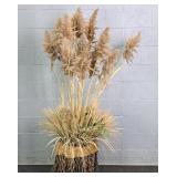 5' Dried Pompas Grass In 16' Natural Vine Planter
