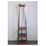 Solid Wood 4 Sided Hall Tree W/ Shelves