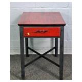 Asian Style Painted Wood Side Table W/ Drawer