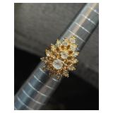 18k Hge Plated Cocktail Ring Sz 5