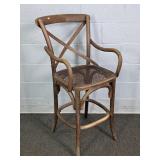 Oak Bentwood Cane Bottom Accent Bar Stool