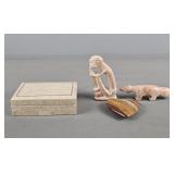 4x The Bid Carved Alabaster? Decor