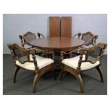 Vintage Oak Veneer Dining Table W/ 2 Leaves