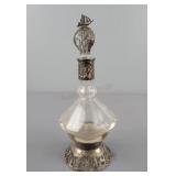 Glass Decanter W/ Silver Overlay