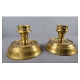 2x The Bid Brass Candlestick Holders