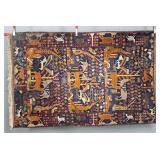 Vintage Colorful Wool Hand Knotted Accent Rug