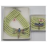 2 X Bid New Dragonfly Necklace And  Bracelet