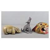 Lot Of 3 Assorted Animal Figure & Mask
