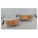 2x The Bid Wicker And Metal Vanity Tray Baskets