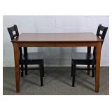 3 Pc Set Small Solid Wood Dinette Table W/2 Chairs