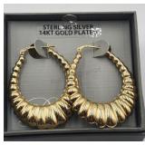 Sterling Silver14k Gold Plated Pierced Earrings