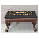 Vintage Mahogany Framed Needle Point Ottoman