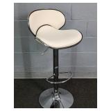 Adj Ht Modern Chrome &faux White Leather Bar Stool