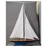 Endeavor 5' Tall Wooden Sailing Yacht On Wood Base