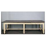 9' Long Vintage Open Grain Pine Top Farm Table