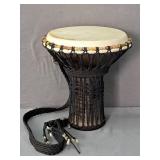 Glass Based Djembe Style Drum W/macreme Rope Strap