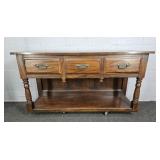 Vintage Oak Veneer Serving Table