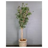 Large Synthetic Marble Planter W/ Faux Ficus