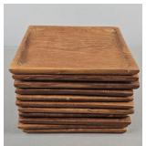 11x The Bid Teak Wood Plates 9.5' Square