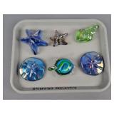 6x The Bid Art Glass Paperweights