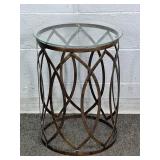 Glass Top Decorative Round Metal Stand