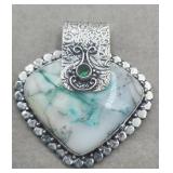 .925 Pendant Dendrite Opal Green Quartz Color