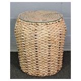 Woven Stand W/ Tempered Glass Top