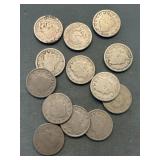 Lot Of 13 Liberty Head V Nickels