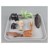 7x The Bid Carved Stone And Wood Animal Figurines