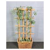 Bamboo Planter Stand In Wovern Basket