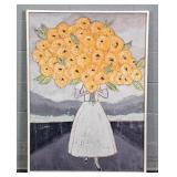 Little Studio Girl Holding Flowers Fabric Print