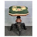 Antique Victorian Style Stool W/ Cast Iron Base