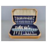 43 Pc Oneida Tudor Plate Flatware W/ Wooden Case