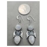 .925 Earrings Rainbow Moonstone Color