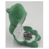 .925 Mexico Frog Ring In Frog Gift Box Sz 6