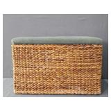 Natural Woven Wicker Storage Bench