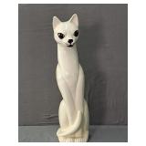 29" Tall White Ceramic Cat Figurine
