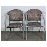 Lot Of 2 Metal And Synthetic Wicker Patio Chairs