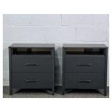 2x The Bid Black Mfg Wood 2 Drawer Stands