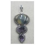 .925 Pendant Tiger Eye Amethyst Colors