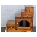 Solid Pine Pet Stair W/ Crate Gate & Storage