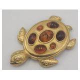 Vintage Doreen Ryan 4in Turtle Brooch Pin Signed
